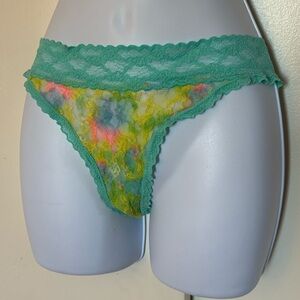 VS Green Lace Thong with Tie-Dye Accent